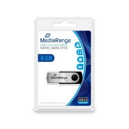 Unidad flash USB MediaRange MR908 8 GB USB 2.0 giratoria negro plata