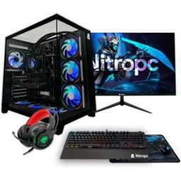 NitroPc Sobremesa Gaming Pack Extremo Intel Core i5-14400F, RTX 5060 8GB, 32 GB DDR4, 1TB M2, Win11 PRO, Accesorios + monitor 24" FHD 1. Negro