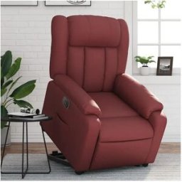 Clicnbuy Sillón elevable eléctrico cuero artificial rojo tinto