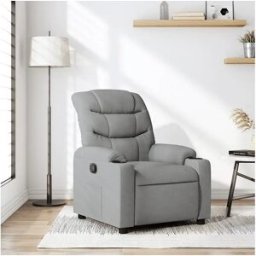 Clicnbuy Sillón reclinable de tela gris claro
