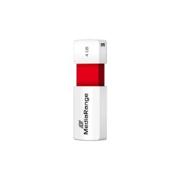Memoria USB MediaRange MR970 4 GB USB 2.0 Deslizable Rojo Blanco
