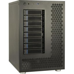 Caja PC Inter-Tech NAS-8 Torre NAS Aluminio Negro con ventilación y USB-C