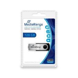 Unidad flash USB MediaRange MR913 128 GB USB tipo A 2.0 Girar negro plata