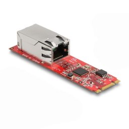 Tarjeta de red DeLOCK Convertidor M.2 B+M RJ45 2,5 Gigabit LAN rojo