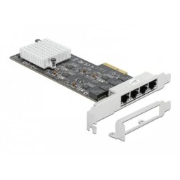 Tarjeta de red DeLOCK 4 puertos RJ45 PCI Express x4 2,5 GbE negra metálica