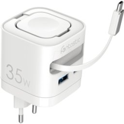 FONTASTIC 264900 - Cargador USB, 35 W, USB-C, USB-A, reloj APPLE, Cable, GaN, blanc