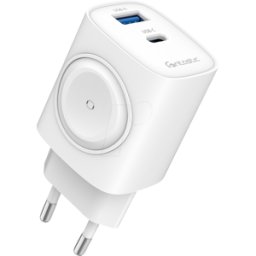 FONTASTIC 264726 - Cargador USB, 22 W, 1x USB-C, 1x USB-A, reloj APPLE, Gan, blanco