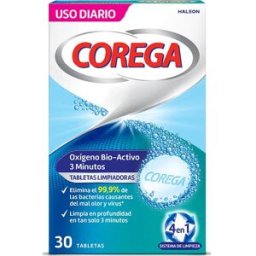Corega Oxígeno Bio Activo 3 Minutos 30 Tabletas Limpiadoras