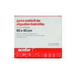 ACOFAR gasa Estéril Algodón Hidrófilo 60 X40 cm 6 uds