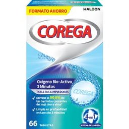 Corega Oxígeno Bio Activo 3 Minutos 66 Tabletas Limpiadoras