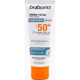 Babaria Crema Facial Hidratante Spf50+ Ácido Hialurónico 75 ml