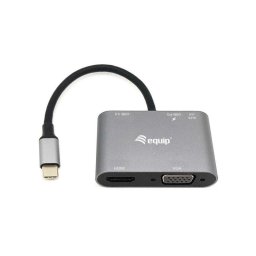 Adaptador USB-C Equip 133483 5 en 1 HDMI 4K VGA USB 3.0 PD 100W Negro