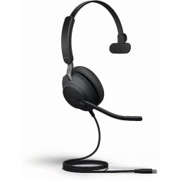 Auriculares Jabra Evolve2 40 con cable USB-A para llamadas y música, cancelación de ruido pasiva, diadema ajustable, micrófono profesional, color negro