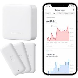 Sensor de temperatura y humedad SwitchBot con Hub Mini Wi-Fi y radio