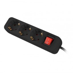 Regleta Lanberg PS1-03F-0150-BK 3 Tomas con Protección Infantil e Interruptor