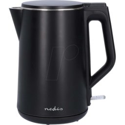 NEDIS N KAWK361EBK - Hervidor de agua, 1,5 l, 2200 W, negro