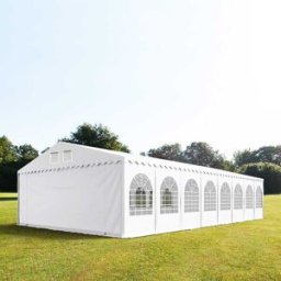 TOOLPORT 8x28 m Carpa para fiestas XXL, altura lateral 2,6m, PVC 1400, con base reforzada, blanco - (49239)