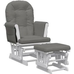 vidaxl Sillón de lactancia con taburete tela gris oscuro