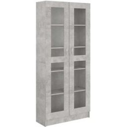 vidaxl Vitrina de madera de ingeniería gris hormigón 82,5x30,5x185cm