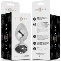 INTENSE Plug Anal Metal con Cristal Negro T M 1 ud