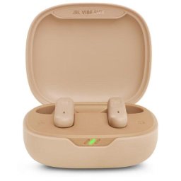 Auriculares JBL Vibe Flex inalámbricos Bluetooth con cancelación activa de ruido, micrófono y protección IP54 beige