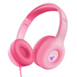 Auriculares Trust Nouna Kids con cable Jack 3,5 mm, micrófono y límite 85 dB rosa