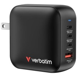 Cargador Verbatim Mini GaN 100W 3x USB-C Carga Rápida Negro