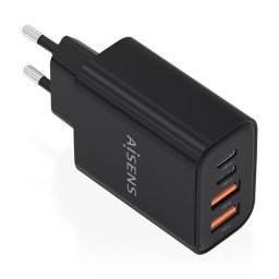Cargador GaN Aisens 32W 2xUSB-C PD3.0 2xUSB-A Negro