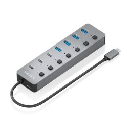 Hub Aisens 8 puertos USB 3.2 Gen2 10G ASUC-8P044-GR con PD 100W y botones