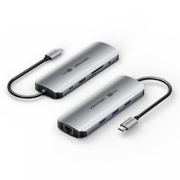 Estación de Acoplamiento USB-C Vention TQLHB 9 en 1 Gris