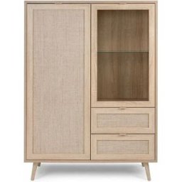Calicosy Vitrina 2 puertas 2 cajones 101,5 cm - Impresión efecto ratán