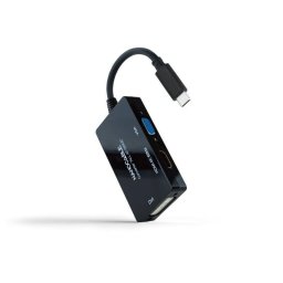 Conversor Nanocable USB-C a HDMI/DVI/VGA 20cm Negro