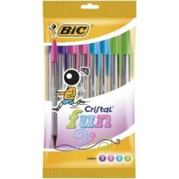 Bolígrafo BIC Cristal Fun 921342 1.6 mm Secado Rápido 10 Colores Surtidos