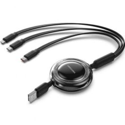 Cable USB retráctil Vention TRJBBE 3 en 1 1,1 m 17,5 W