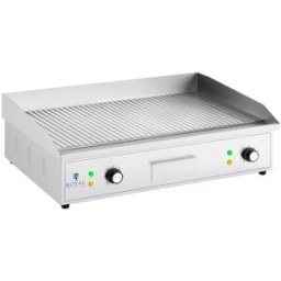 Plancha eléctrica fry-top doble - 700 x 400 mm - Royal Catering - ondulada - 4400 W 10012005