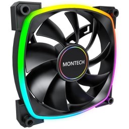 Ventilador suplementario Montech AX140 PWM 140mm 1600RPM RGB hexagonal, pads antivibración