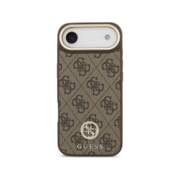 Guess Funda Para Iphone Air – Carcasa De Polipiel Marrón Con Logo 4g De Strass Y Magsafe, Diseño Elegante Y Ajuste Preciso