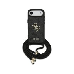 Guess Funda Para Iphone Air – Carcasa De Pu Negra Con Logo 4g Y Correa Con Cordón, Diseño Práctico Y Ajuste Preciso