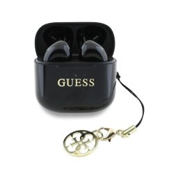 Auriculares Guess inalámbricos Bluetooth intraurales con logo brillante y charm, negro
