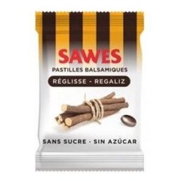 Sawes Pastillas balsámicas sin azúcar sabor Regaliz Vitamina C en bolsa 50 g