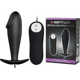 Pretty love Plug Anal Silicona Forma Pene y 12 Modos Vibracion Negro 1 ud