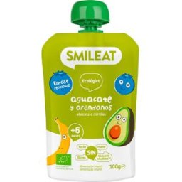 Smileat Pouch Ecológico de Aguacate y Arándanos 100 g