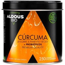 Aldous Bio Cúrcuma, Jengibre, Pimienta Negra y Probióticos 250 caps