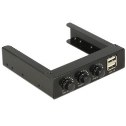 Controlador de ventilador DeLock 62714 3 canales USB 2.0 negro frontal PC