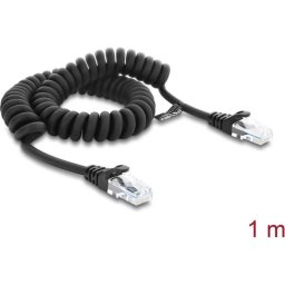Cable de Red Delock RJ50 Espiral 1 m Negro Cat.5e