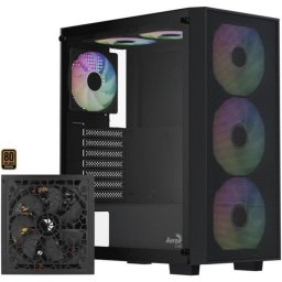 Caja PC Aerocool B509A Flow ATX con panel malla y fuente 650W 80 PLUS Bronze