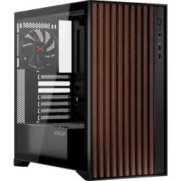 Caja de PC Krux Palum Torre Midi ATX con Ventana Negro y Madera