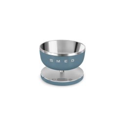 Smeg Ksc01sbmww Báscula De Cocina Electrónica Blue Storm Mate, 5 Kg / 1 G, Cuenco De Acero Inoxidable Extraíble, Función De Tara Y Display Led Blanco