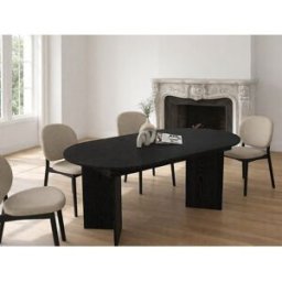Unique Mesa de comedor extensible de 6 a 10 personas - Negro - TOPANIA