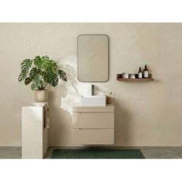Unique Mueble de baño suspendido con lavabo sobre encimera cuadrado - Beige - 60 cm - ARUBA
